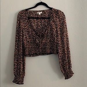 Floral long sleeve crop